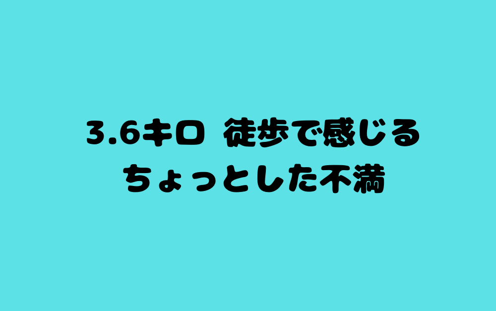 3.6キロ 徒歩で感じるちょっとした不満