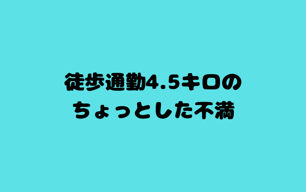 徒歩通勤4.5キロのちょっとした不満
