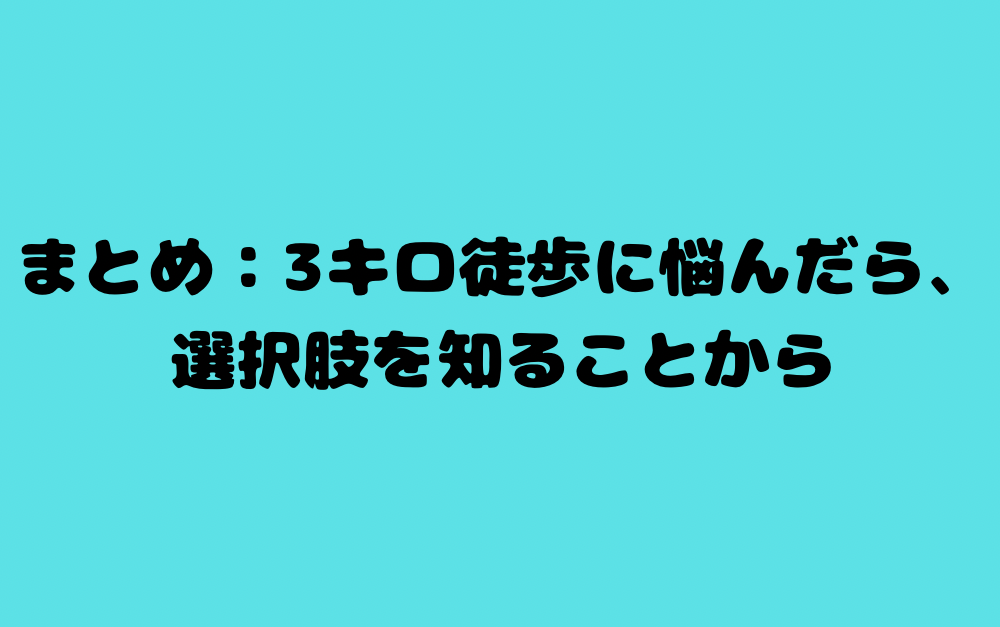 まとめ：3キロ徒歩に悩んだら、選択肢を知ることから